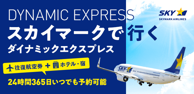 スカイマークで行くダイナミックエクスプレス　24時間365日いつでも予約可能