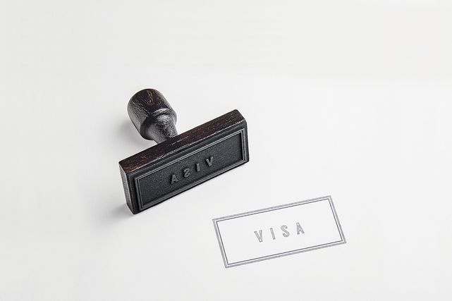 「VISA」の文字のスタンプ